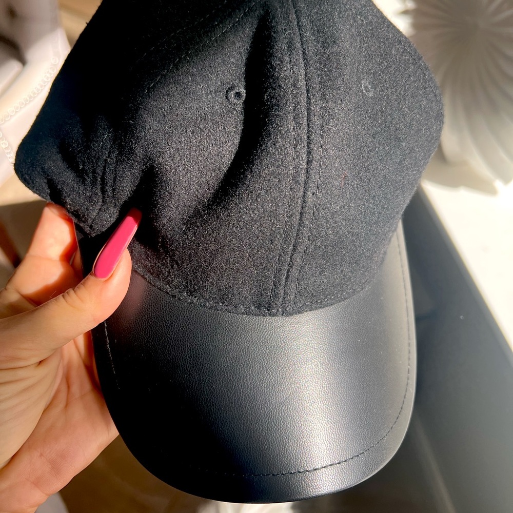 ALLSAINTS | Black on Black- Leather Brim Baseball Cap One Size